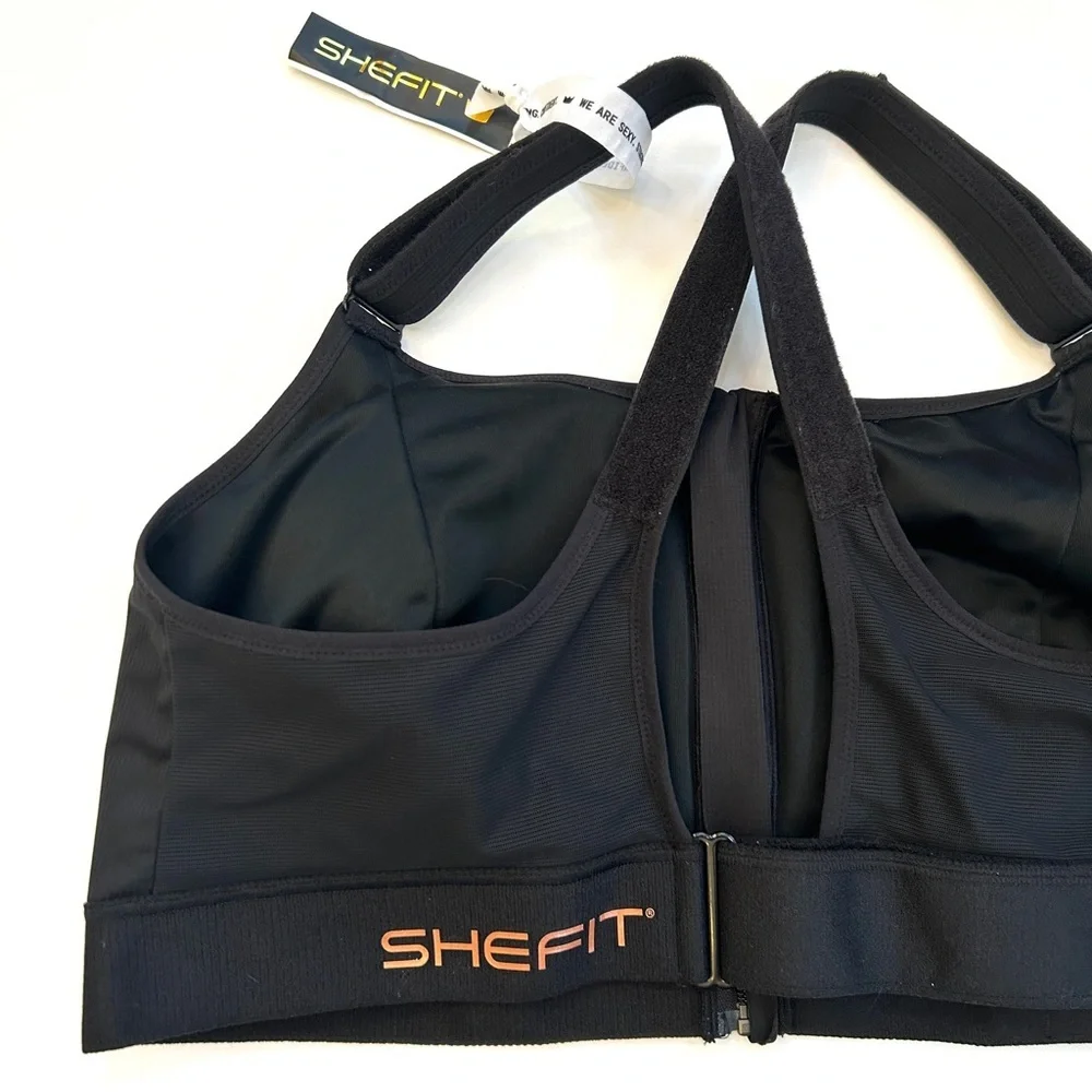 NWT SheFit Ultimate Sports Bra High Impact Black Adjustable Bra, Size 6Luxe 6X